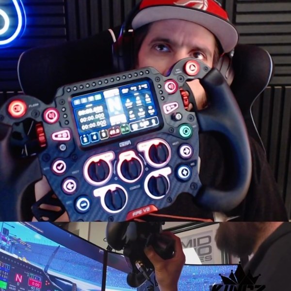 Formula wheel and pedals on a Rocky Sim Racing simulator